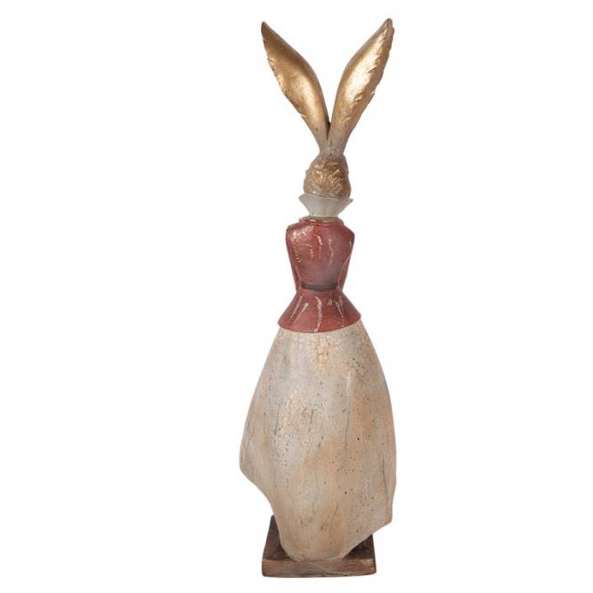 Decoratiune Pasti Doamna Iepuras eleganta, model antichizat, 46 cm