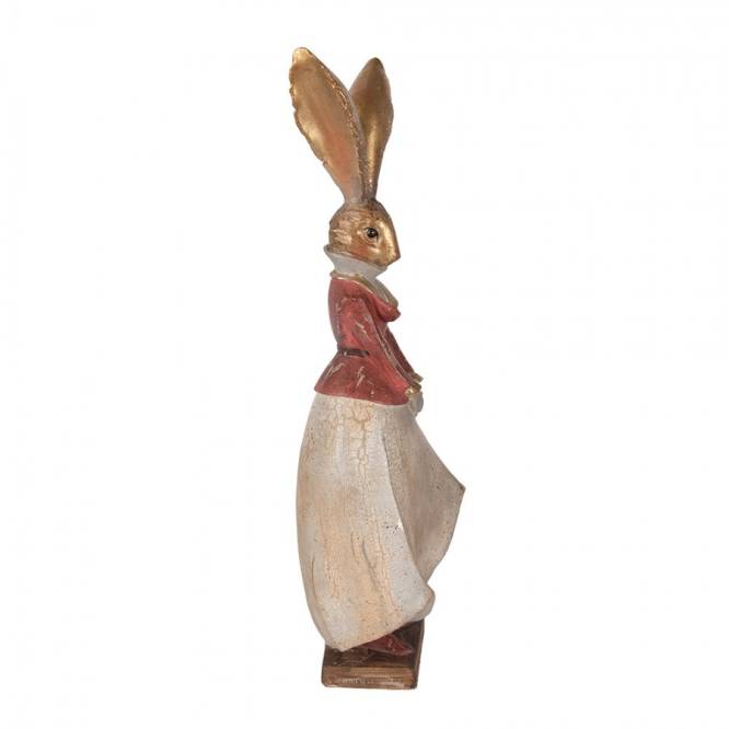 Decoratiune Pasti Doamna Iepuras eleganta, model antichizat, 46 cm