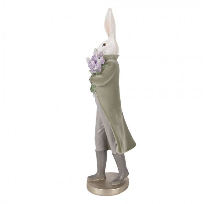 Decoratiune Pasti iepure elegant cu buchet de liliac, 53 cm