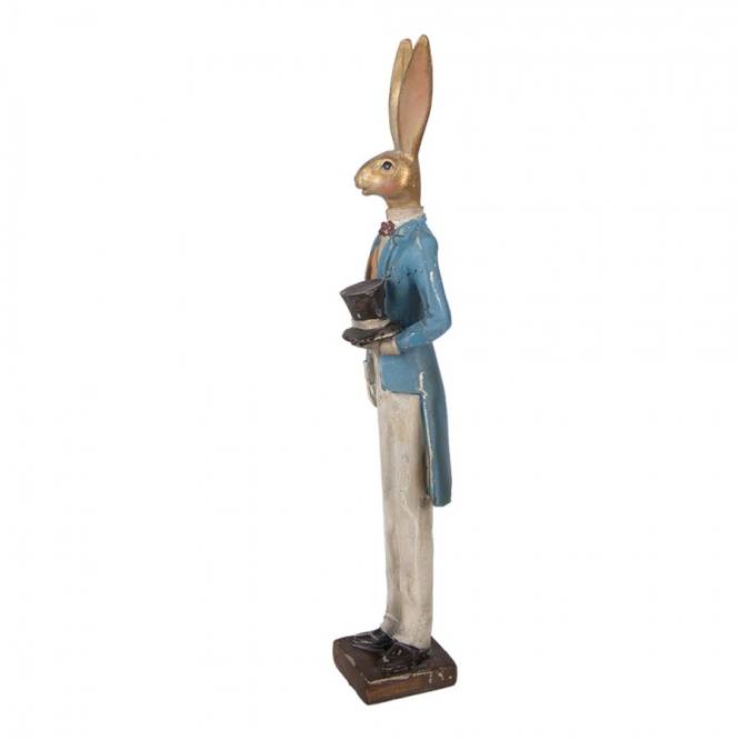 Decoratiune Pasti iepuras elegant cu frac si joben, model antichizat, 32 cm