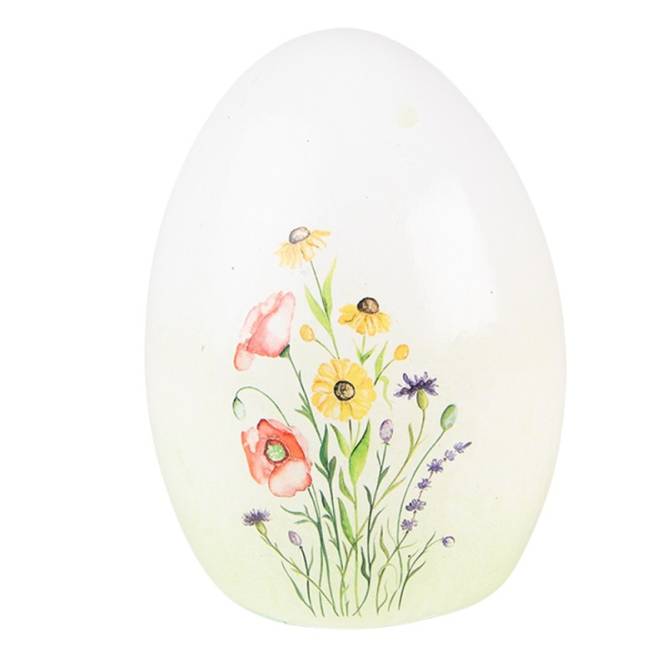 Decoratiune Pasti ou din ceramica cu model floral 14 cm