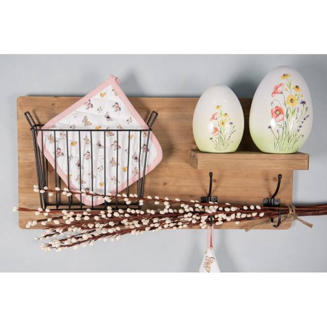 Decoratiune Pasti ou din ceramica cu model floral 14 cm