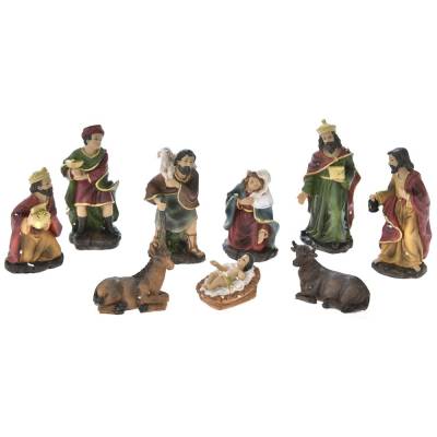Set 9 figurine polirasina, scena Nasterii Domnului, 6-14 cm