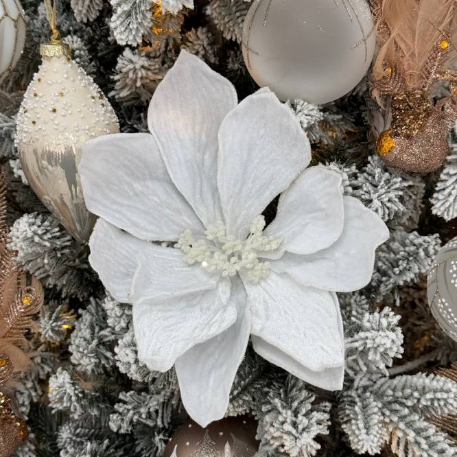 Decoratiune brad craciunita alba, 55 x 25 cm