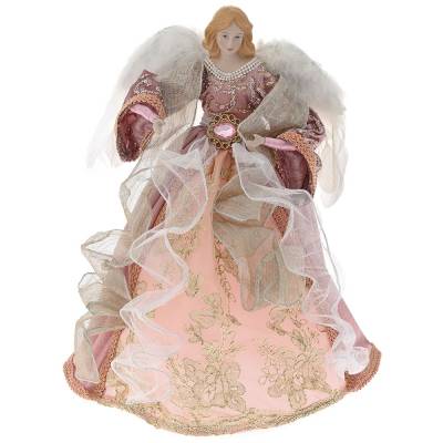 Varf de brad inger, culoare roz somon, 45 cm