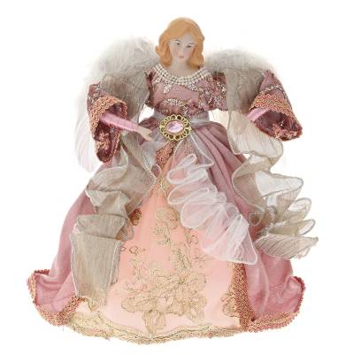 Varf de brad inger, culoare roz somon, 30 cm