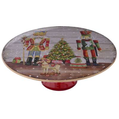 Decoratiune Craciun, platou pentru prajiturele, model spargatori de nuci, 29 cm