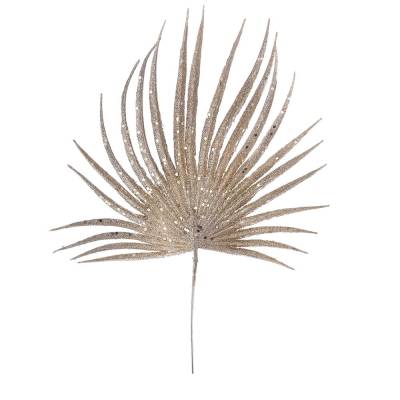 Decoratiune brad set 6 frunze de palmier, culoare champagne, 30 cm
