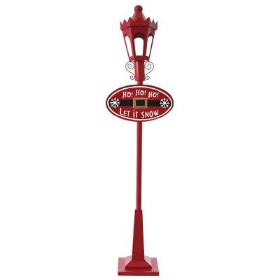 Decoratiune Craciun stalp cu felinar rosu, iluminat LED, 152 cm
