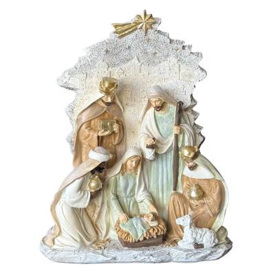 Decoratiune Craciun scena nativa din polirasina, 27 cm inaltime