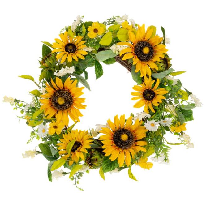 Coronita cu floarea-soarelui artificiala, 45 cm