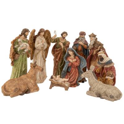 Set 10 figurine polirasina, scena Nasterii Domnului, 18-45 cm