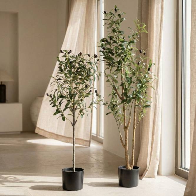 Planta decorativa artificiala maslin in ghiveci negru, 94 cm