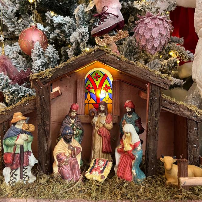 Decoratiune de Craciun scena nativa cu LED 39 cm