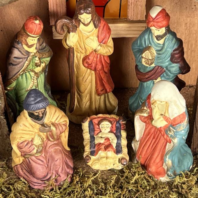 Decoratiune de Craciun scena nativa cu LED 39 cm