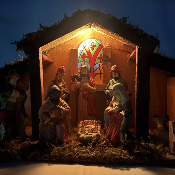 Decoratiune de Craciun scena nativa cu LED 39 cm