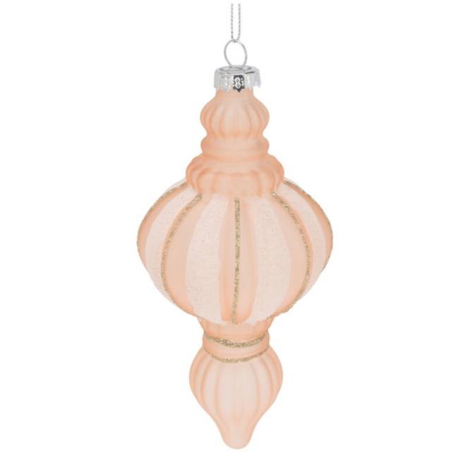 Set 12 globuri din sticla, roz prafuit cu sclipici auriu, diametru 7 cm
