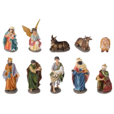 Set 10 figurine polirasina, scena Nasterii Domnului, 19 cm inaltime
