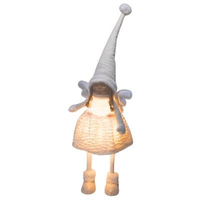 Decoratiune Craciun ingeras fetita in costumas alb cu leduri, 81 cm
