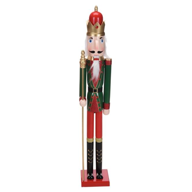Spargator de nuci din lemn, rosu cu verde si auriu, 106 cm