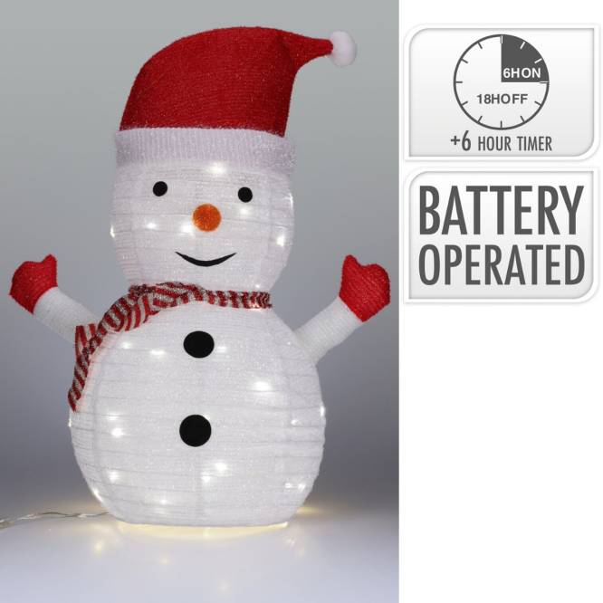 Decoratiune Craciun de exterior om de zapada, iluminata cu leduri, 68 cm