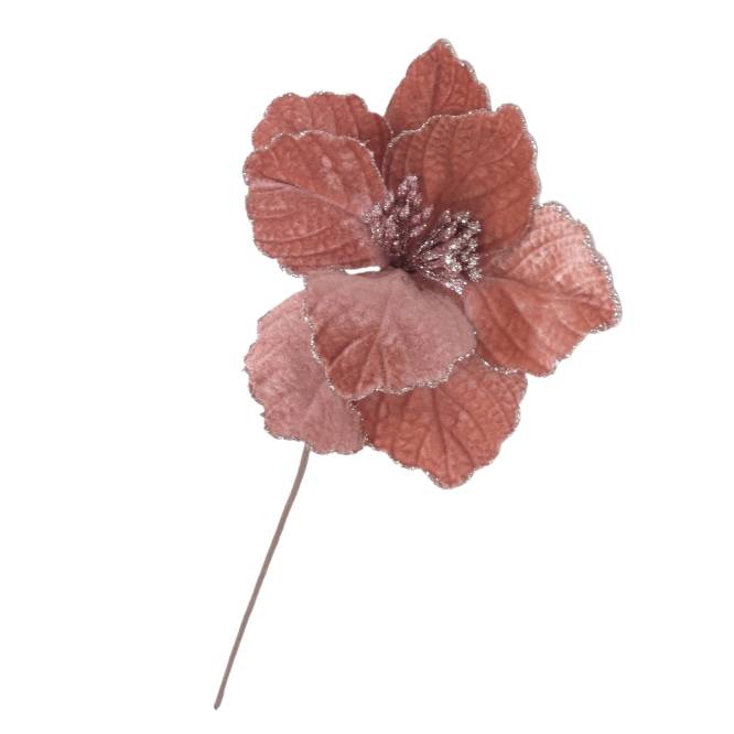 Decoratiune brad craciunita roz prafuit, 55 x 20 cm