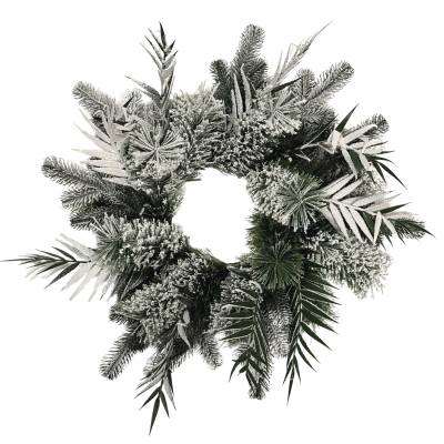 Coronita bogata de brad artificial cu aspect nins, 65 cm