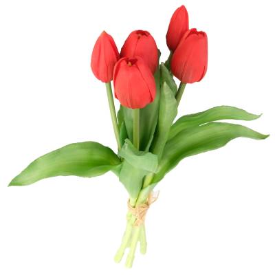 Buchet de 5 lalele artificiale rosii 30 cm