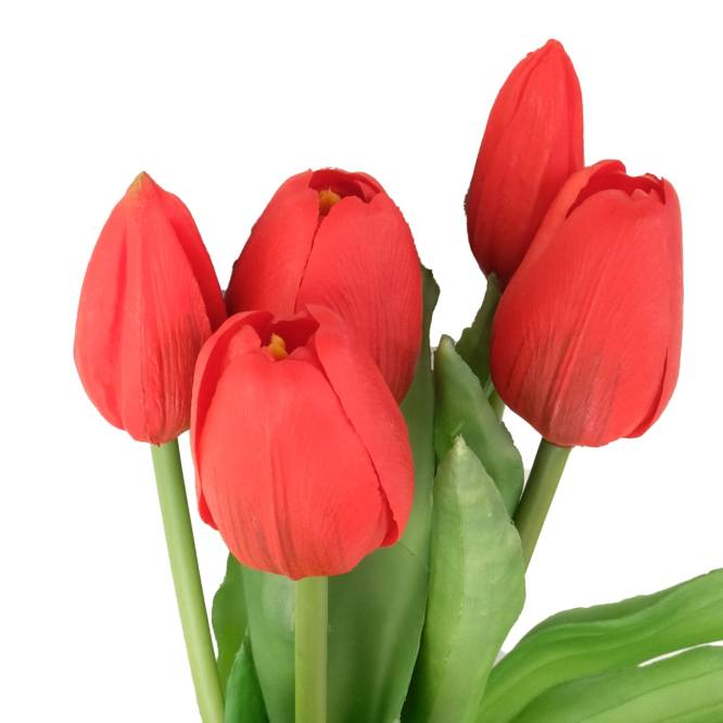 Buchet de 5 lalele artificiale rosii 30 cm