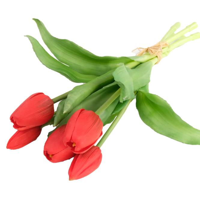 Buchet de 5 lalele artificiale rosii 30 cm