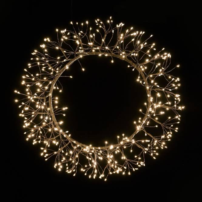 Decoratiune Craciun luminoasa de atarnat sub forma de coronita cu 460 leduri, 45 cm