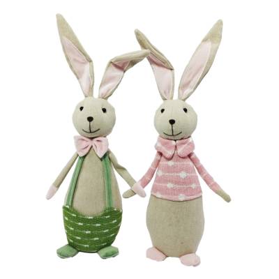 Set 2 decoratiuni Pasti pereche iepurasi, material textil, 46 cm