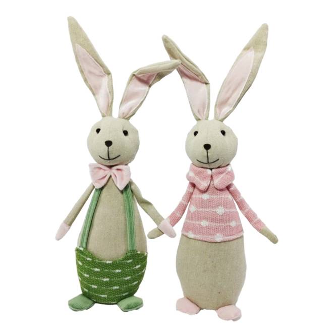 Set 2 decoratiuni Pasti pereche iepurasi, material textil, 46 cm