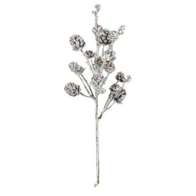 Decoratiune brad crenguta ninsa cu conuri, 46 cm