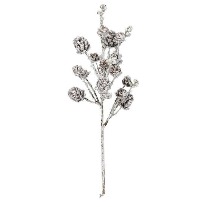 Decoratiune brad crenguta ninsa cu conuri, 46 cm