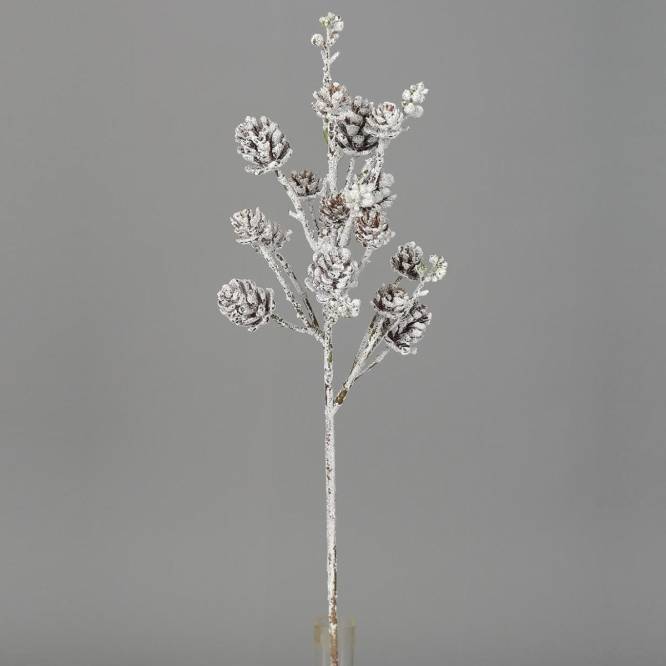 Decoratiune brad crenguta ninsa cu conuri, 46 cm