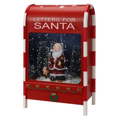 Decoratiune de Craciun cutie postala cu lumini, muzica si miscare 40 cm