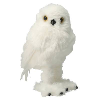 Decoratiune Craciun bufnita alba, din polistiren, blanita si pene, 24 cm