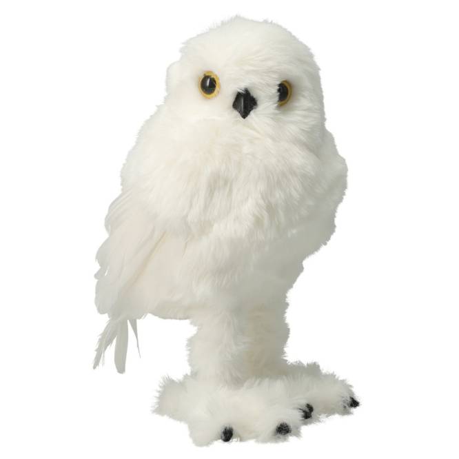 Decoratiune Craciun bufnita alba, din polistiren, blanita si pene, 24 cm