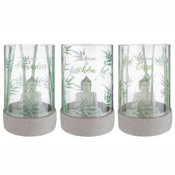 Suport lumanare Buddha sticla 25 cm