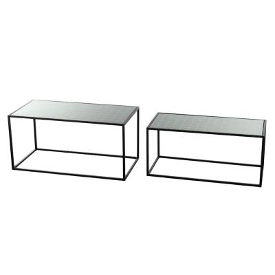 Set 2 mese din metal cu blat de sticla, 78 cm