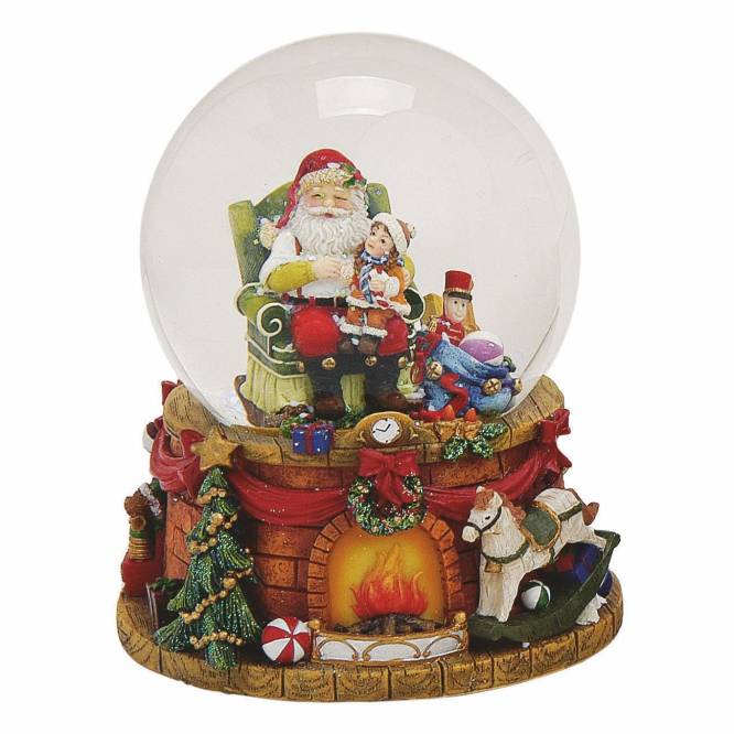 Glob muzical de zapada cu Mos Craciun, 15 cm