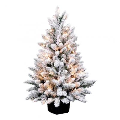 Brad artificial Flock Deluxe Pot Tree LED 90 cm cu baterii