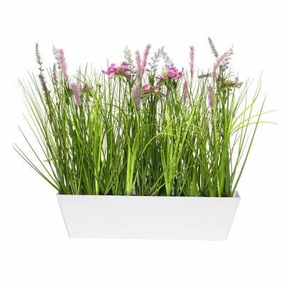 Aranjament 41 cm cu flori de camp artificiale in ghiveci